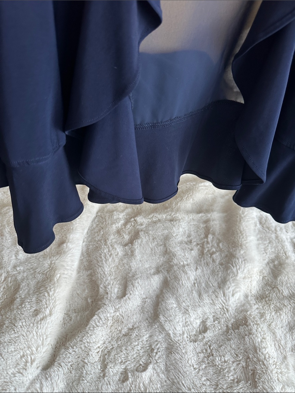 Nina Leonard Navy Ruffle-Trim Open Front Jacket - Picture 4 of 4